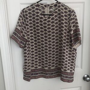 Madewell Cream and Floral foulard Patterned top